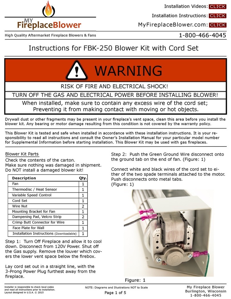 My Fireplace Blower FBK-250 instructions