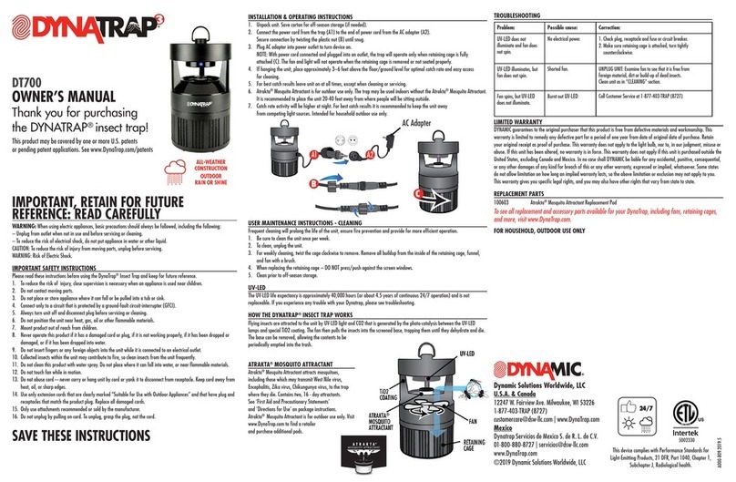 DynaTrap DT700 User manual