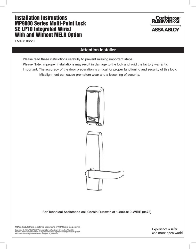 Corbin Russwin ASSA ABLOY MP9800 Series installation instructions