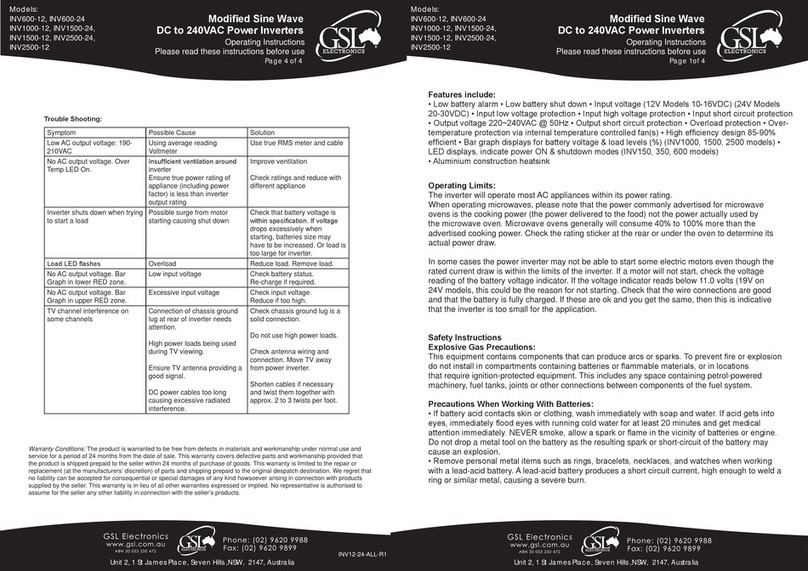 GSL electronics INV600-12 User manual