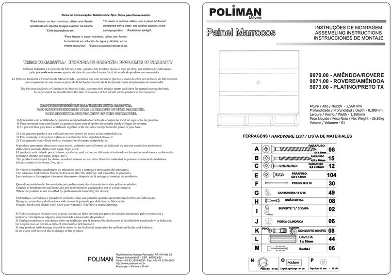 Poliman Moveis 9070.00 Installation guide