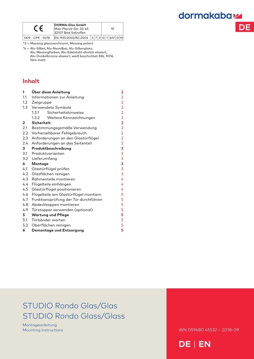 Dormakaba STUDIO Rondo Glass/Glass User manual
