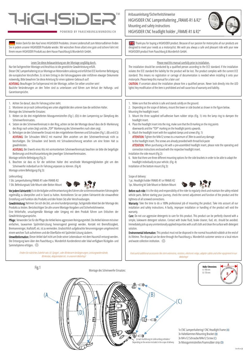 Paaschburg & Wunderlich HIGHSIDER CNC FRAME-R1 Mounting and safety instructions