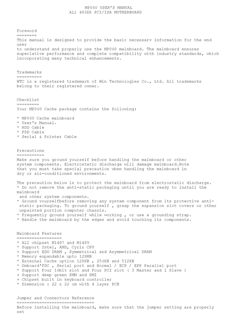 WTC MP060 user manual