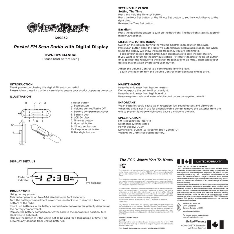 HEADRUSH 1219832 owner's manual