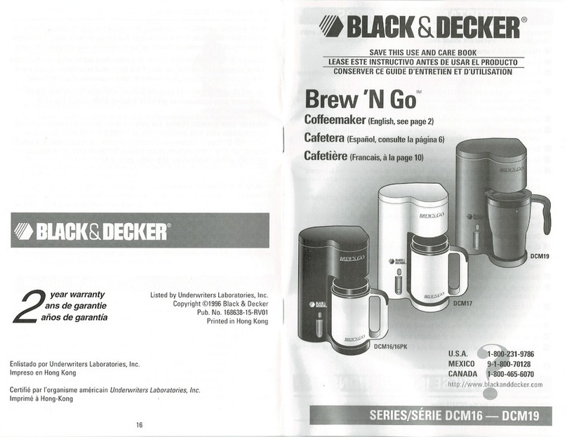 Black & Decker Brew'N Go DCM16PK Installation instructions