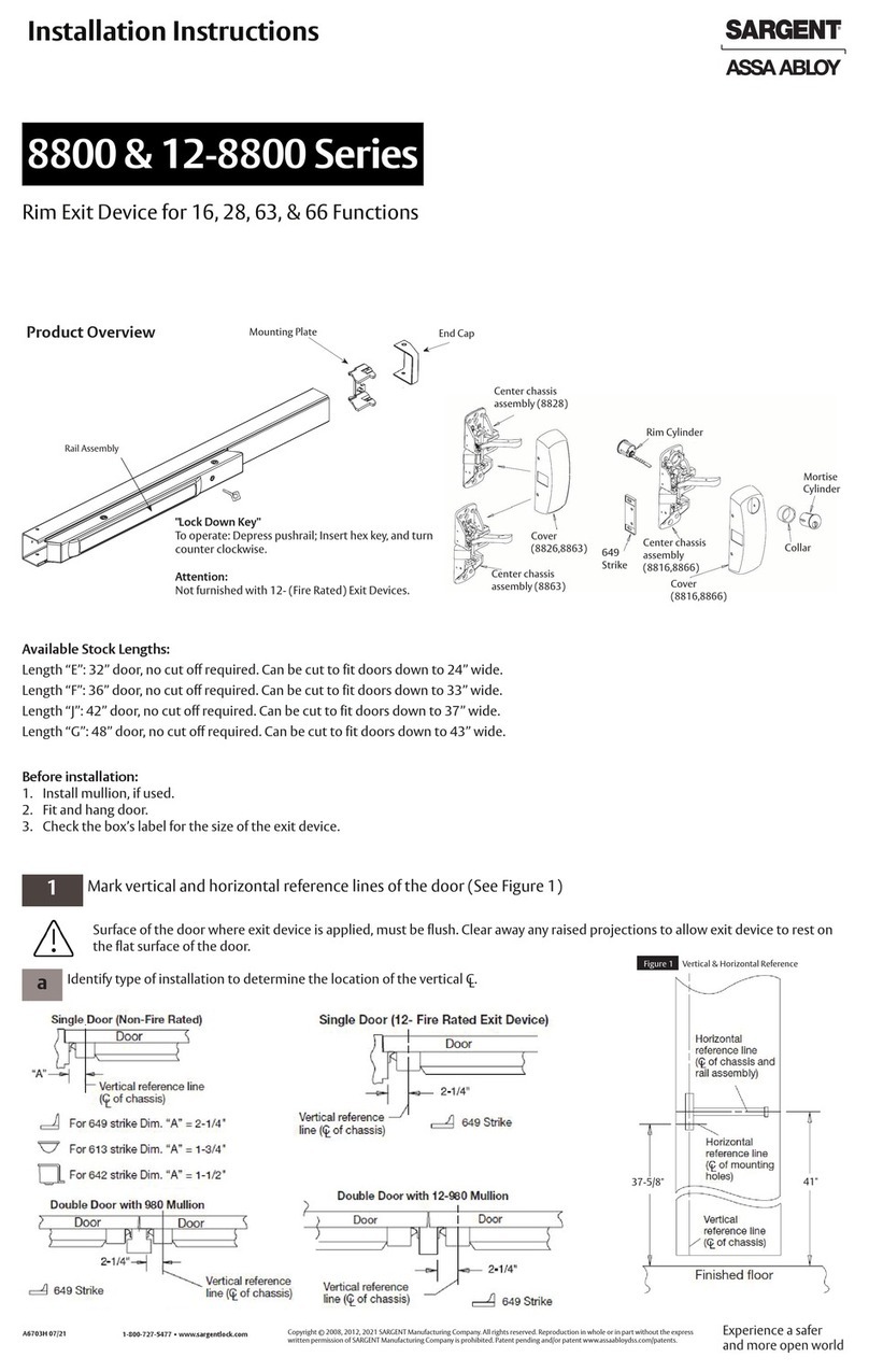 Sargent ASSA ABLOY 8800 Series User manual Sargent ASSA ABLOY 8800 Series User manual