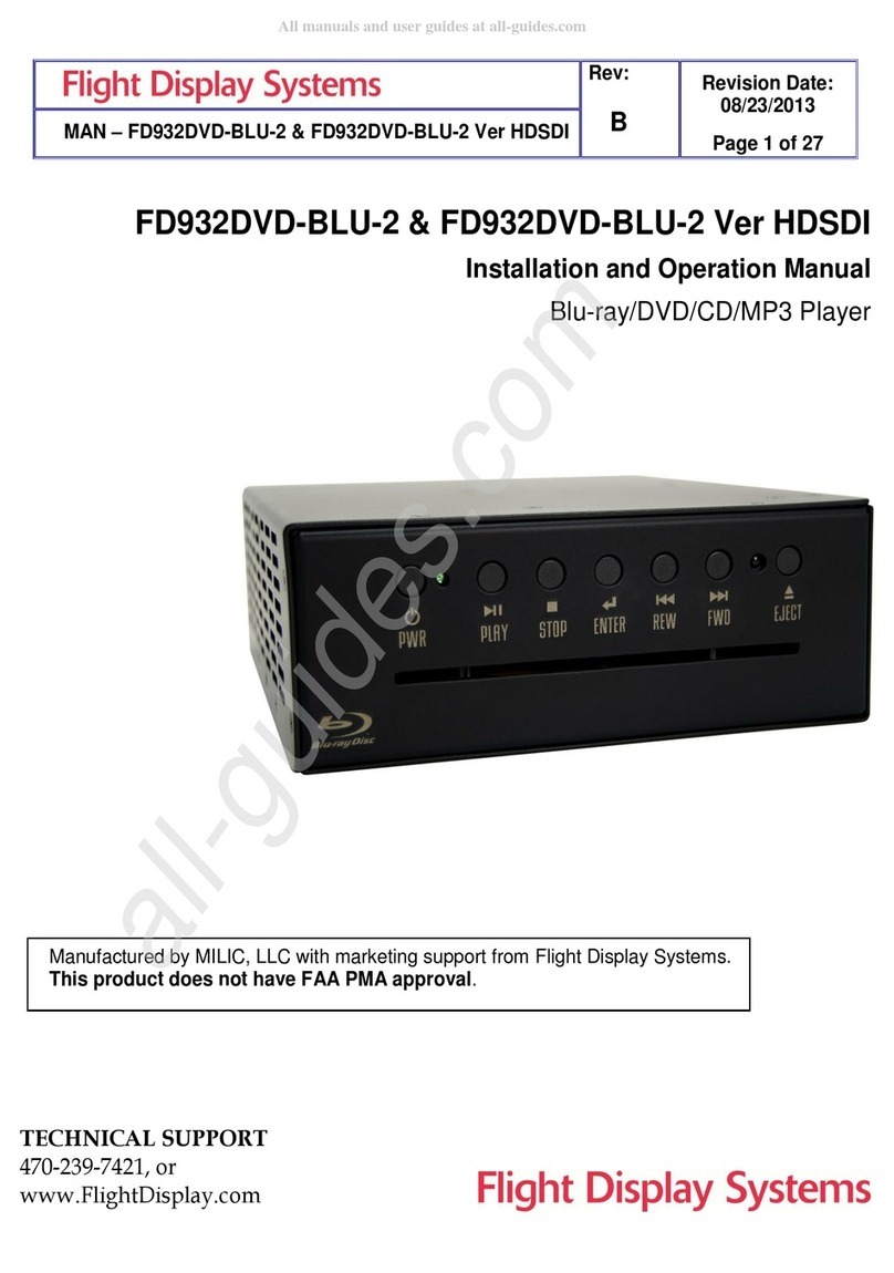Flight Display Systems FD932DVD-BLU-2 Ver HDSDI Installation and operation manual