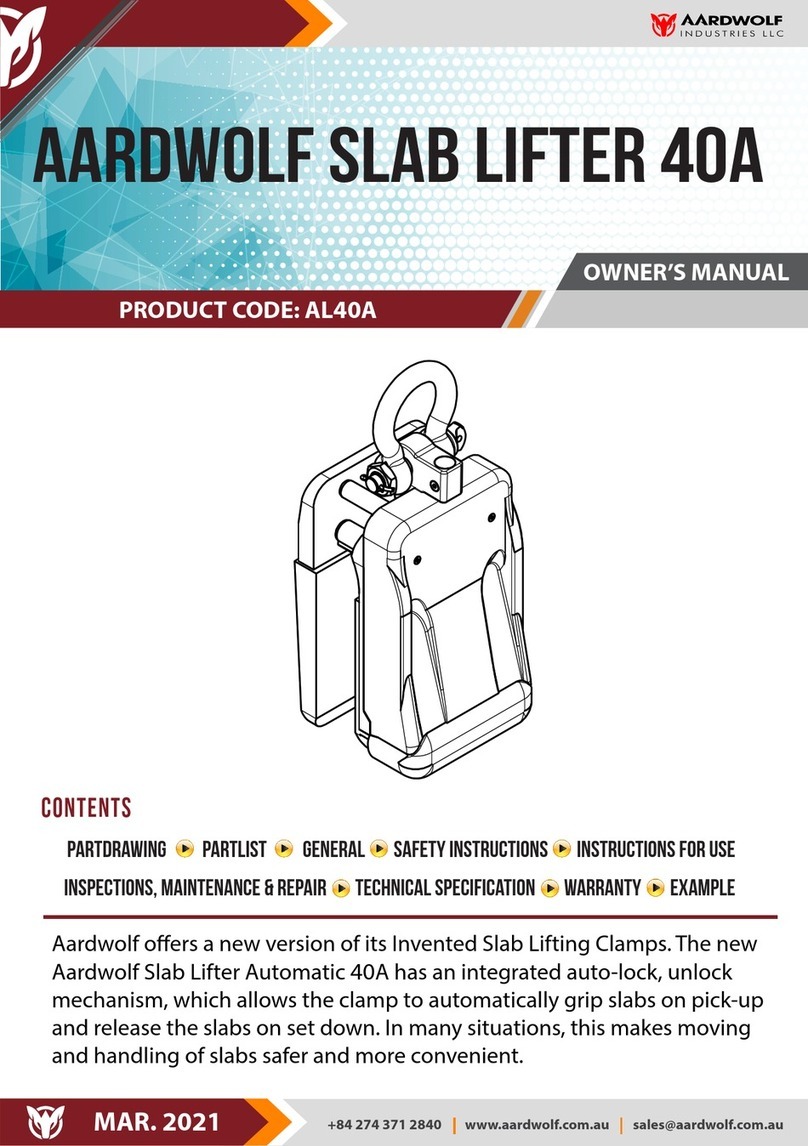 Aardwolf SLAB LIFTER 40A User manual