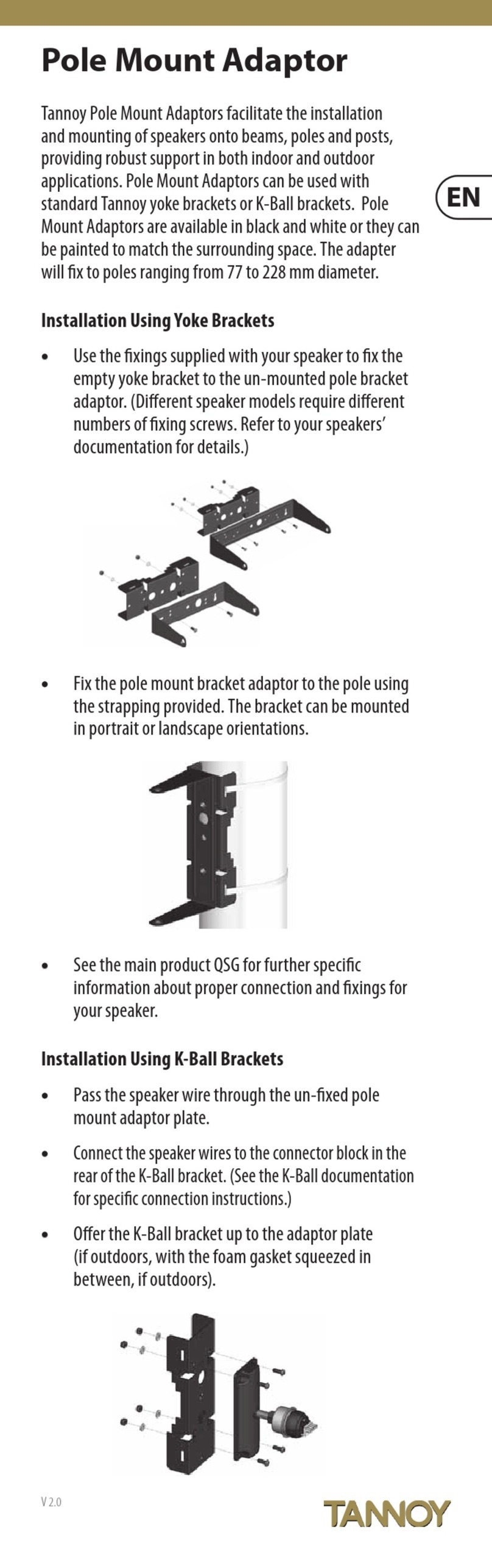 Tannoy Pole Mount Adapter User manual