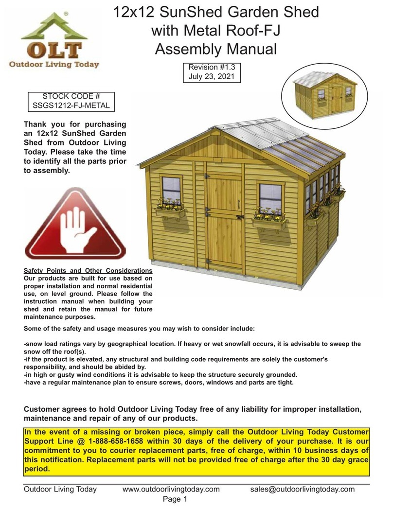 OLT SunShed Garden Shed SSGS1212-FJ-METAL User manual