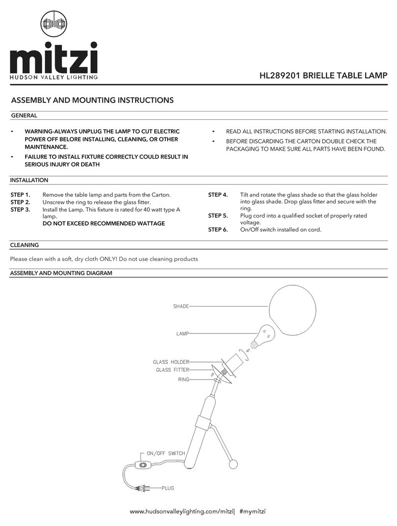 HUDSON VALLEY LIGHTING mitzi BRIELLE Assembly and mounting instructions HUDSON VALLEY LIGHTING mitzi BRIELLE Assembly and mounting instructions