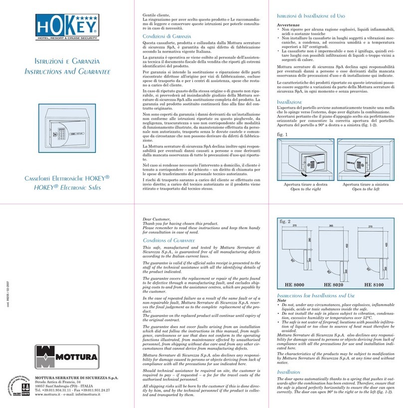 Mottura HOKEY HE 8000 Instructions and guarantee Mottura HOKEY HE 8000 Instructions and guarantee