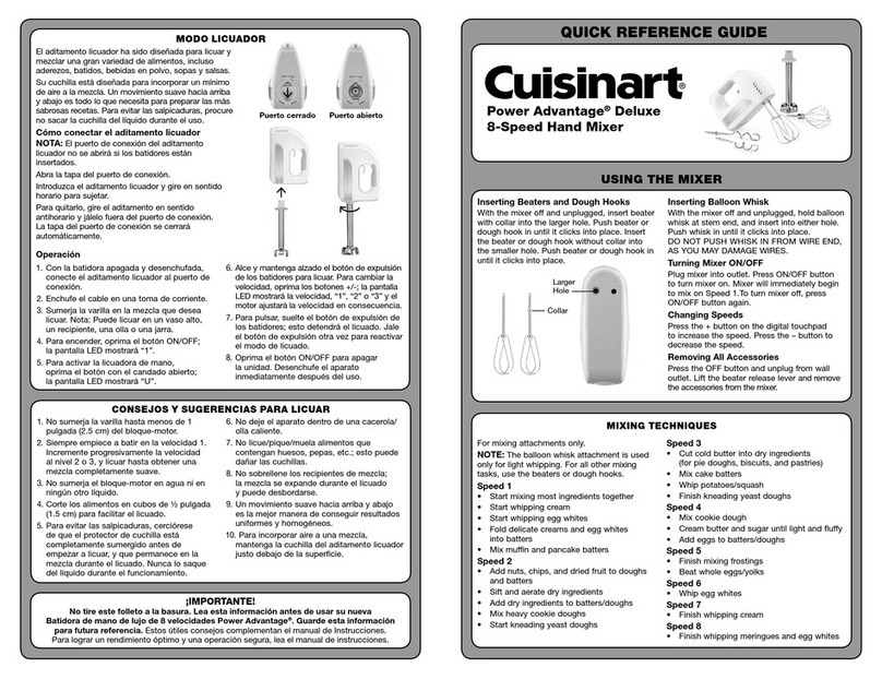 Cuisinart Power Advantage HM-8GRP1 Quick reference guide