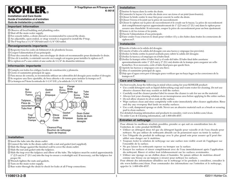 Kohler K-9018 Assembly instructions