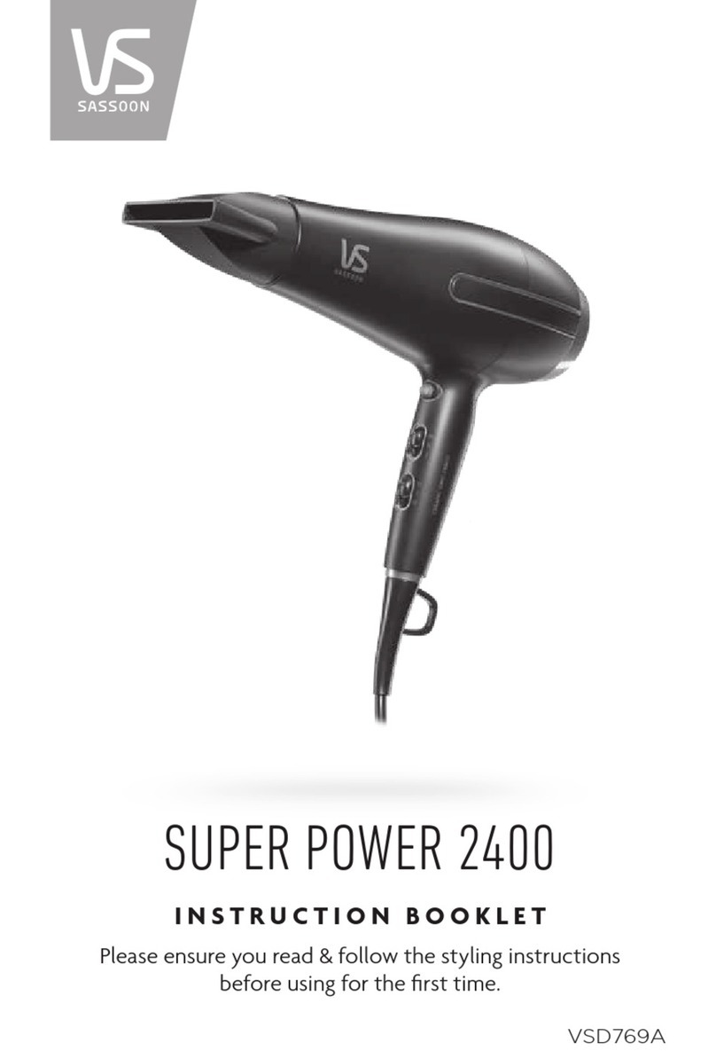 VS Sassoon SUPER POWER 2400 Instruction booklet