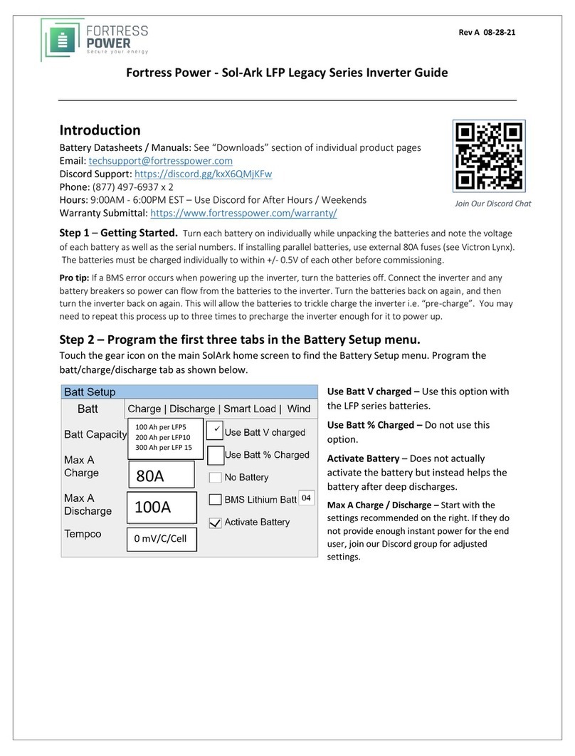 Fortress Power Sol-Ark LFP Legacy Series User manual
