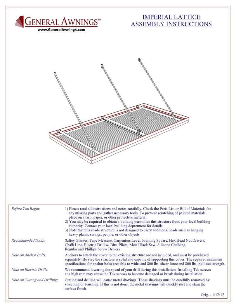General Awnings IMPERIAL LATTICE Assembly instructions