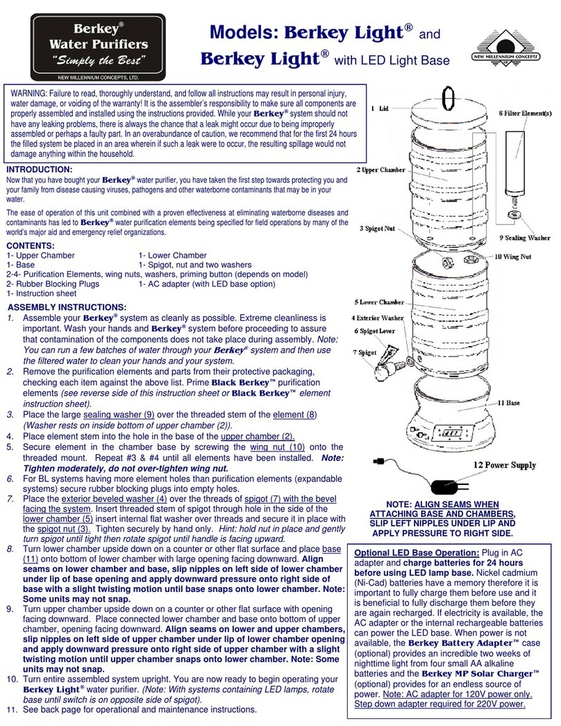 NEW MILLENIUM CONCEPTS Berkey Light quick start guide NEW MILLENIUM CONCEPTS Berkey Light quick start guide