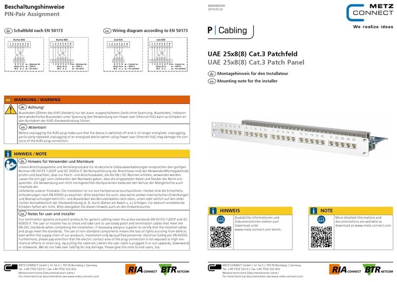 Metz Connect P Cabling 130887-E Mounting Note for the installer