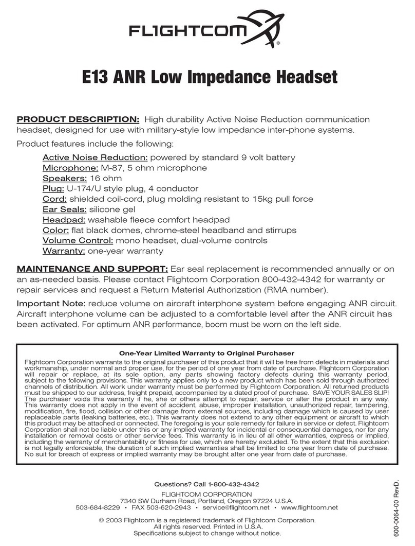Flightcom E13 ANR User manual Flightcom E13 ANR User manual