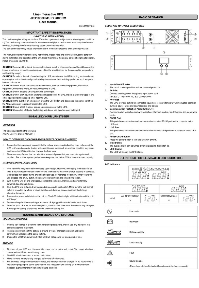 DirectUPS JPX1000RM user manual