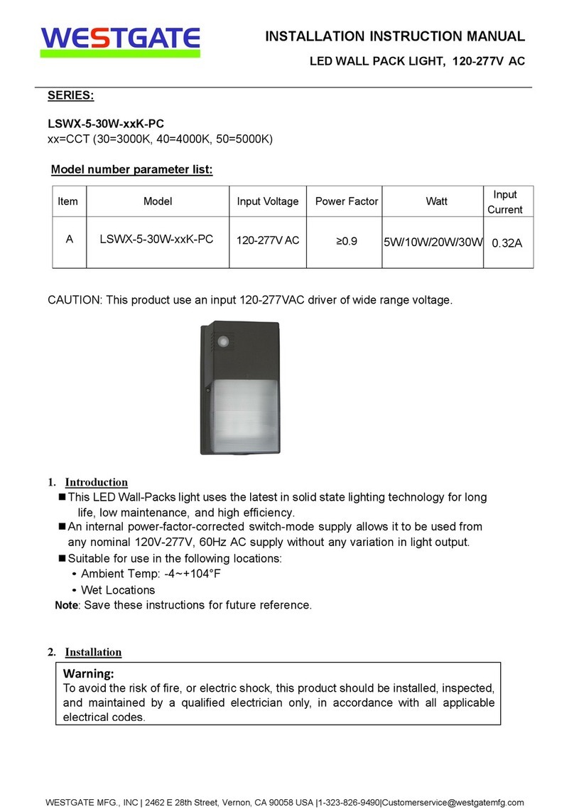 Westgate LSWX-5-30W-K-PC Series Installation instructions manual Westgate LSWX-5-30W-K-PC Series Installation instructions manual
