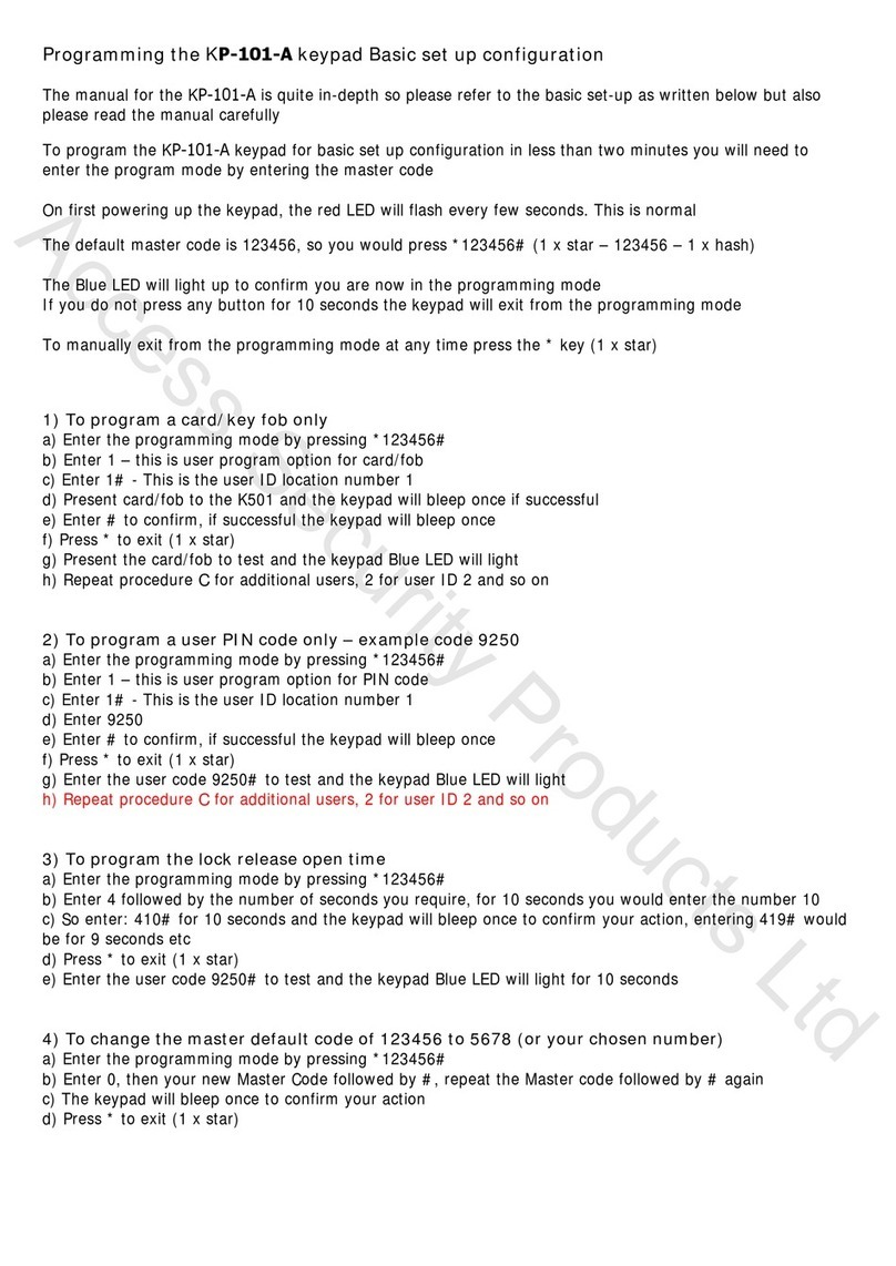 Access Security Products KP-101-A Owner's manual