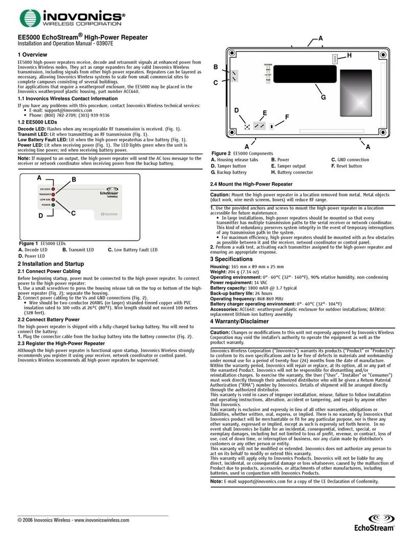 Inovonics EchoStream EE5000 Installation and operation manual