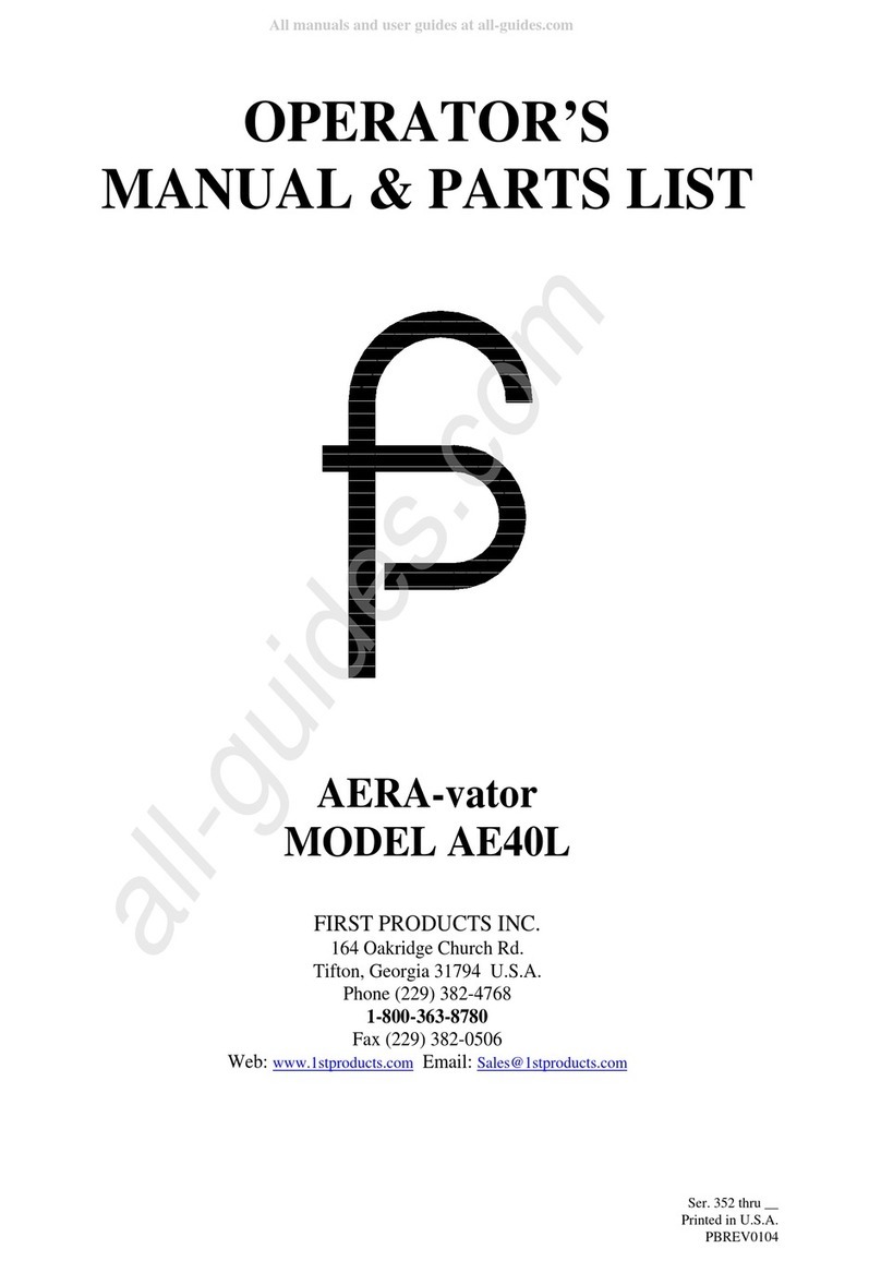 First Products AERA-vator AE40L Operator's manual & parts list
