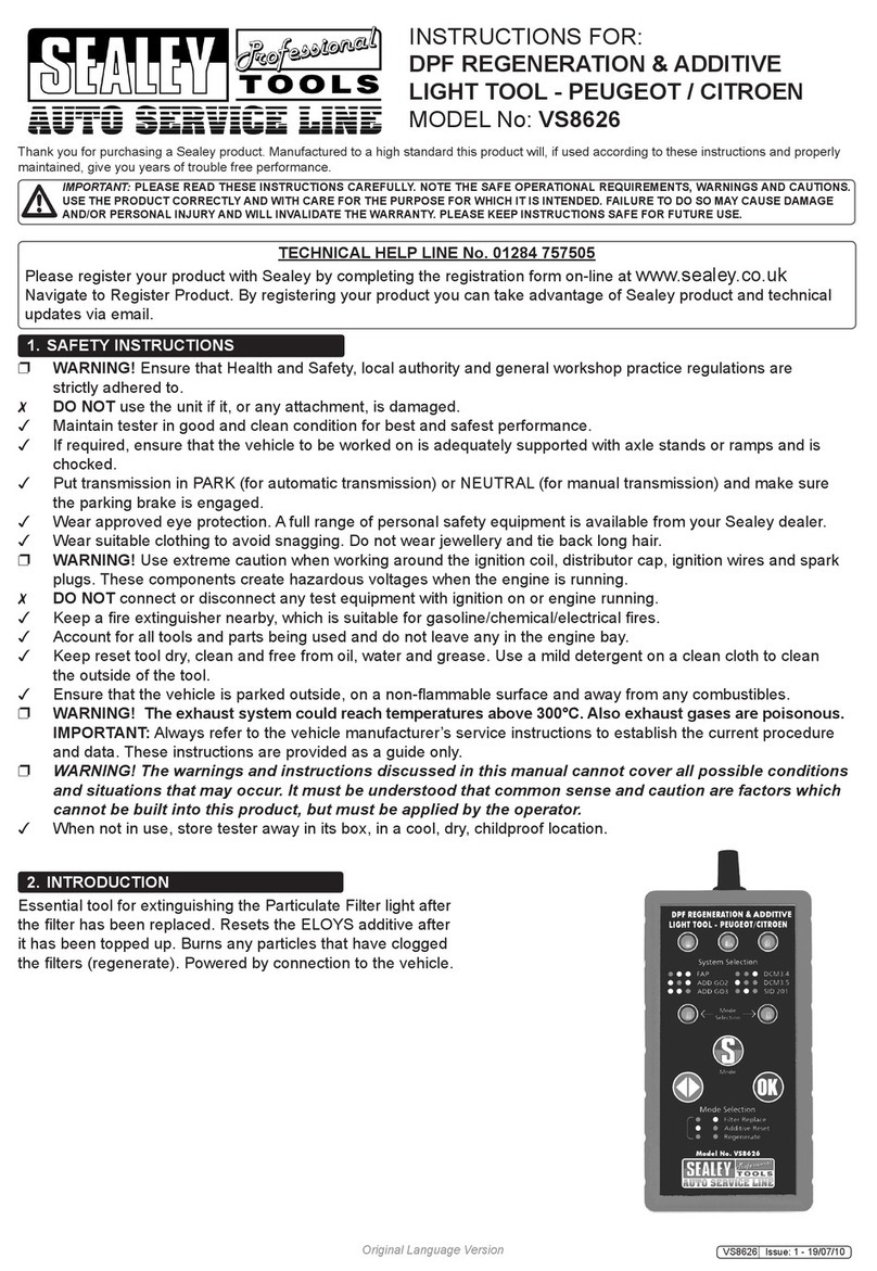 Sealey AUTO SERVICE VS8626 User manual