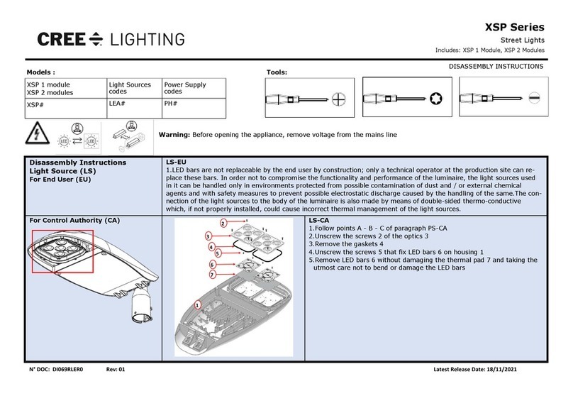 CREE LIGHTING XSP Series Disassembly instructions CREE LIGHTING XSP Series Disassembly instructions