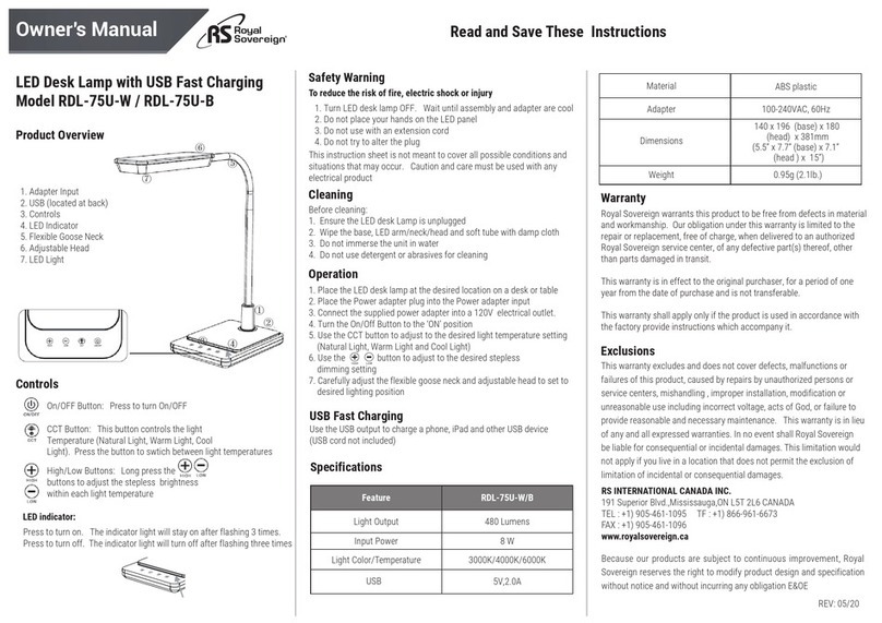 Royal Sovereign RDL-75U-W owner's manual Royal Sovereign RDL-75U-W owner's manual