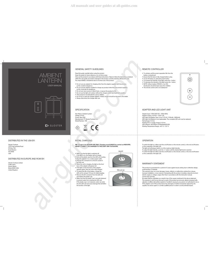 Gloster AMBIENT LANTERN User manual
