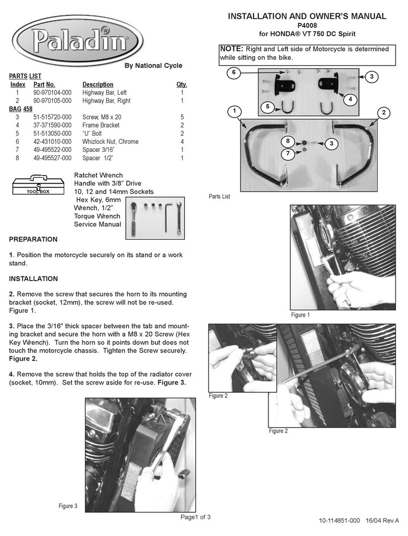 National Cycle Paladin P4008 Installation and owner's manual