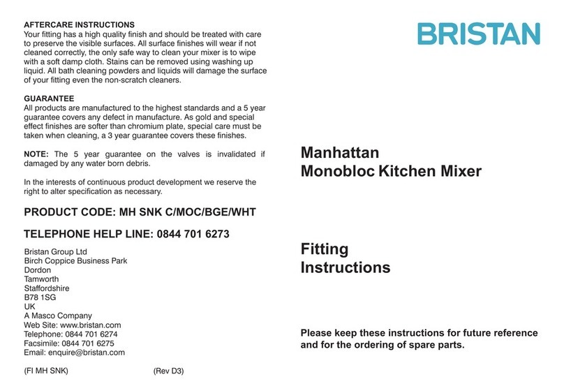 Bristan Manhattan MH SNK C User manual Bristan Manhattan MH SNK C User manual