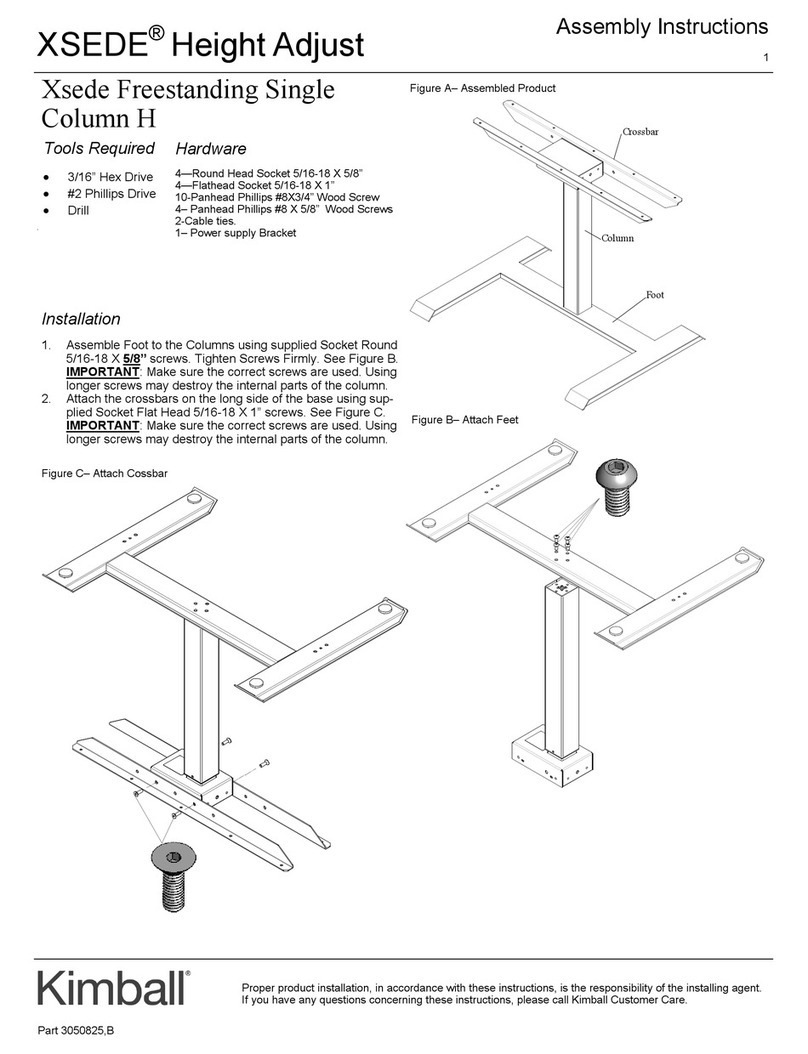 Kimball XSEDE Height Adjust Assembly instructions