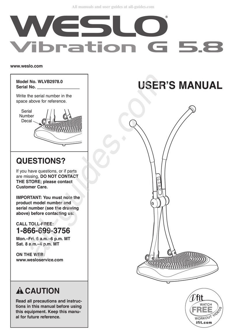 Weslo Vibration G 5.8 user manual