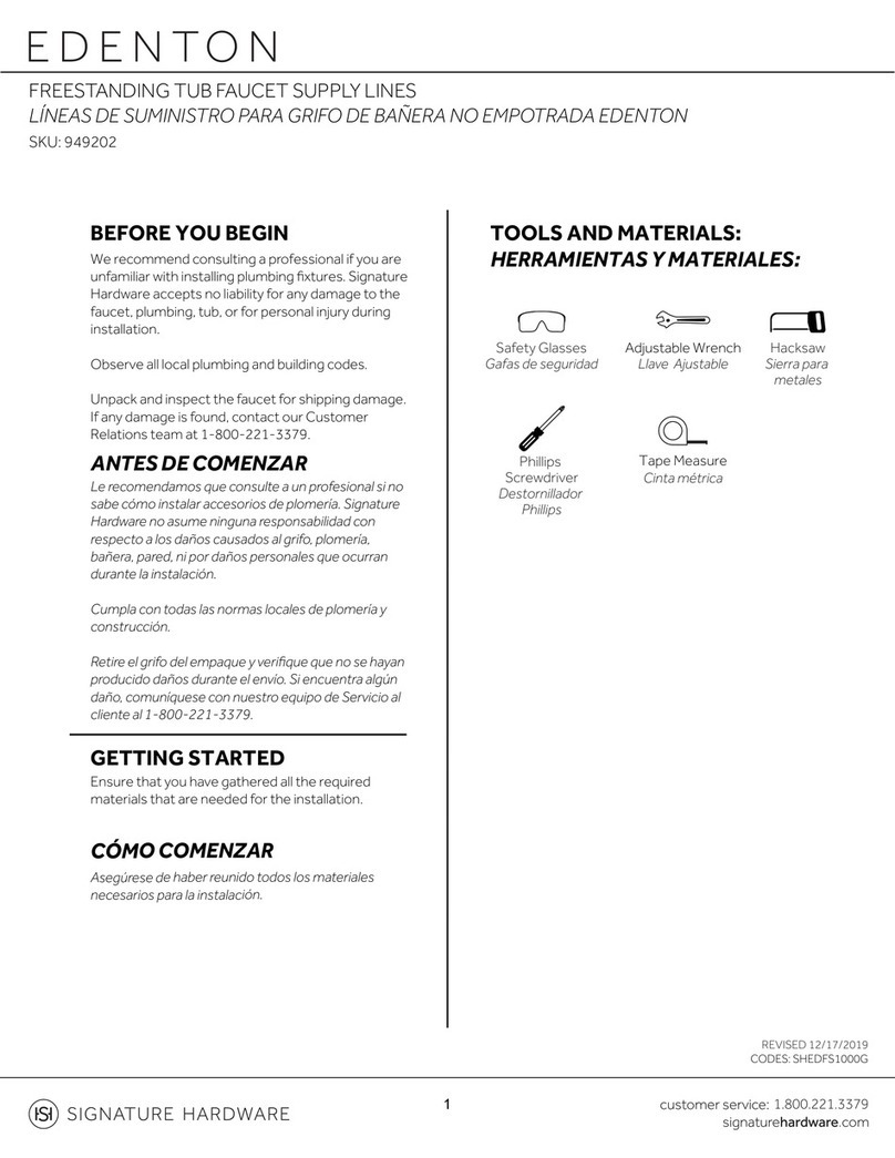 Signature Hardware EDENTON 949202 quick start guide Signature Hardware EDENTON 949202 quick start guide