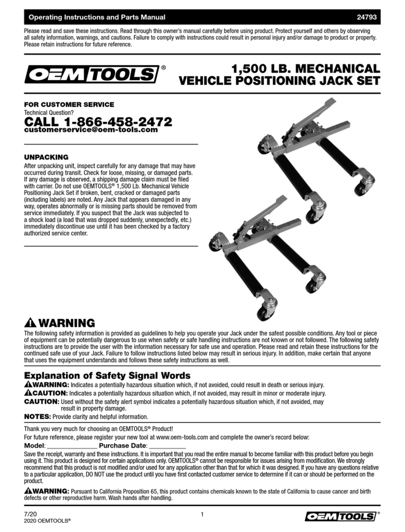 OEM Tools 24793 Operating instructions and parts manual