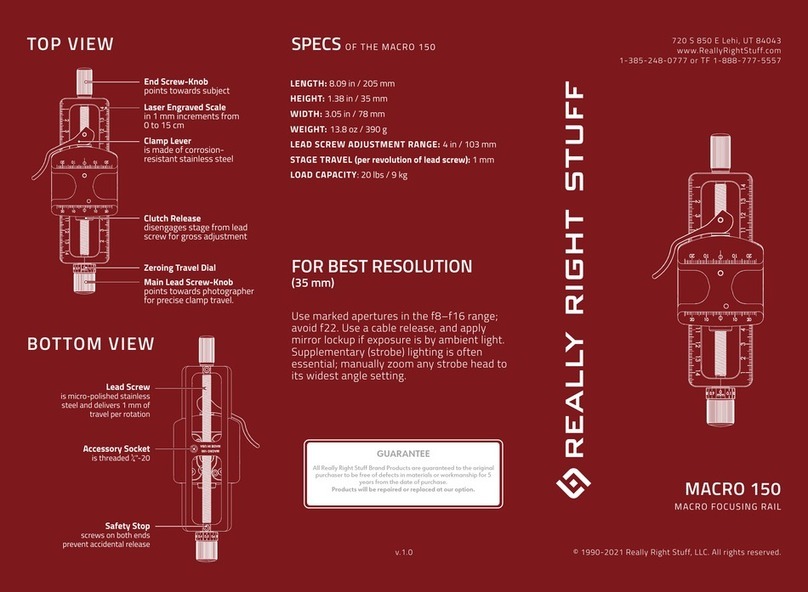 Really Right Stuff MACRO 150 quick start guide