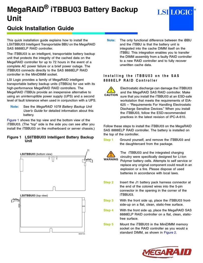 LSI MegaRAID iTBBU03 Quick installation guide
