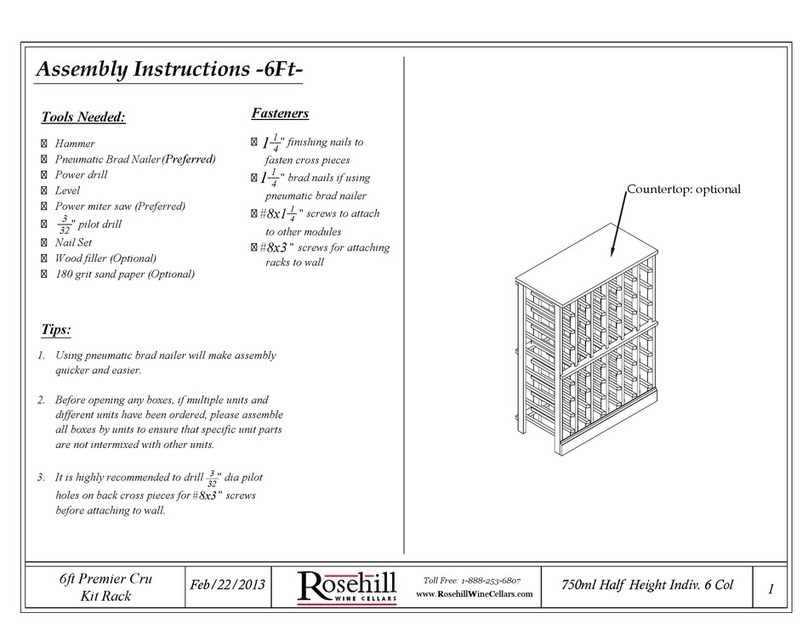 Rosehill Wine Cellars 6ft Premier Cru Kit Rack Assembly instructions