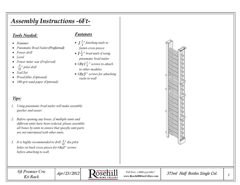 Rosehill Wine Cellars 6ft Premier Cru Kit Rack Assembly instructions