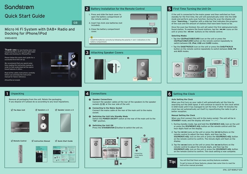 Sandstrom S1MDABI11E quick start guide