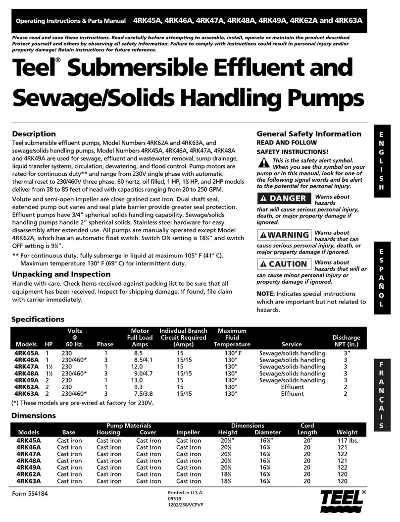 teel 4RK45A Operating instructions & parts manual teel 4RK45A Operating instructions & parts manual