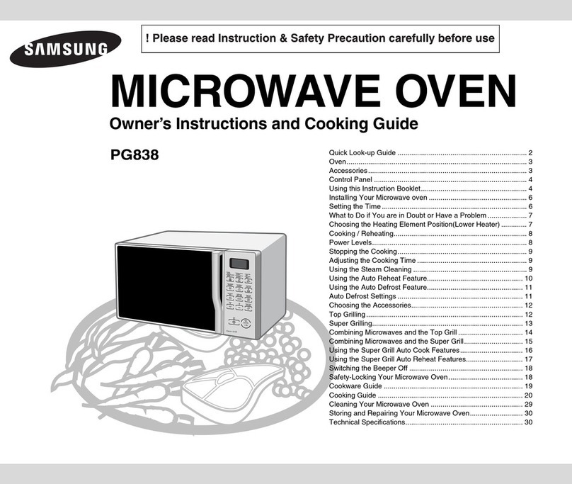 Samsung PG838 Owner's instructions and cooking guide