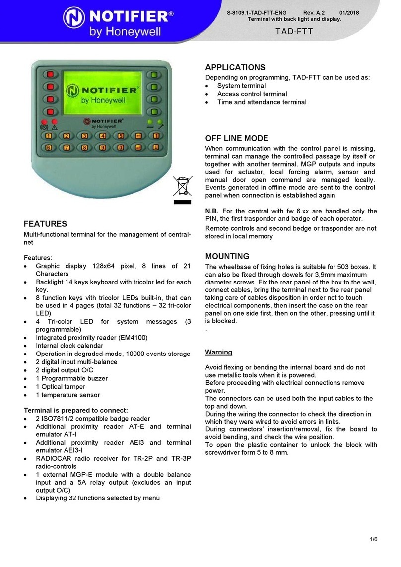 Honeywell Notifier TAD-FTT User manual
