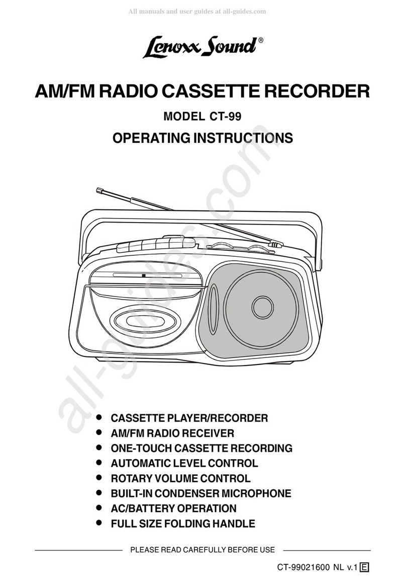Lenoxx Sound CT-99 User manual Lenoxx Sound CT-99 User manual