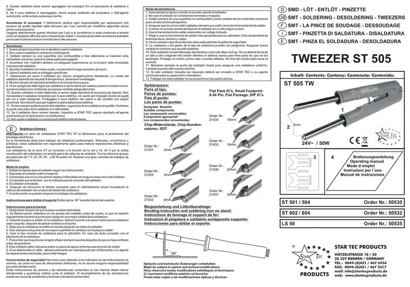 STAR TEC TWEEZER ST 505 quick start guide